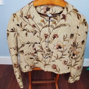 Vintage 80s Floral Embroidered Eurolintex Jacket Blazer Women’s XXL Decorative